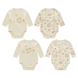 拉比婴儿绑带三角连体衣纯棉宝宝2025秋冬新款长袖哈衣包屁衣2件