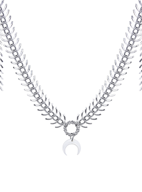 墨尔鱼骨项链荆棘钛钢锁骨链月牙