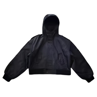 H AND E 原创童装26冬季保暖黑色连帽飞行员棉服重工夹克女童亲子