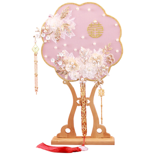 古风结婚礼团扇 新娘扇子成品秀禾服喜扇出嫁接亲手捧花diy材料包
