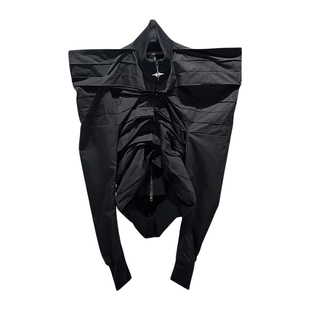 ANNAKIKI短外套【Ella陈嘉桦同款】小众黑色3D立体袖多褶短款外套