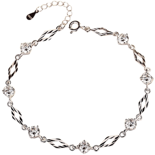 S999纯银手链女款水晶轻奢小众精致送女友生日礼物女生2026情人节