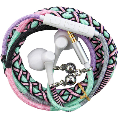 戴手上耳塞式耳机编织线防缠绕