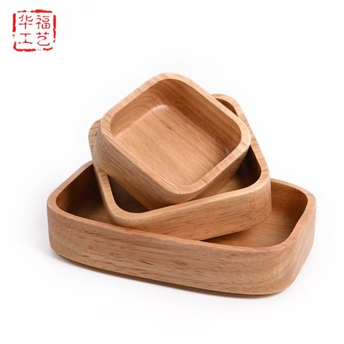 批发日式橡胶木便当盒实木方形野餐盒木盒沙拉定制便当盒可午餐