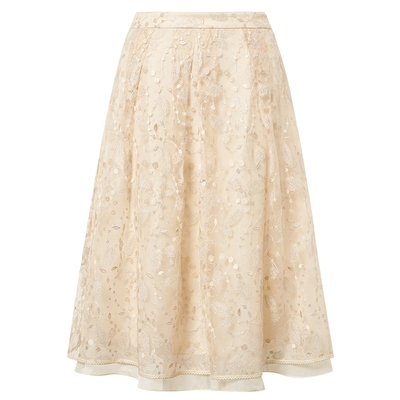 Lakoradior拉珂蒂女2025夏季新款纯色气质肌理刺绣伞裙高腰半身裙