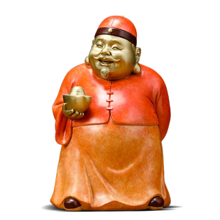 地主老财创意招财摆件铜工艺品办公室玄关酒柜桌面装饰品开业礼物