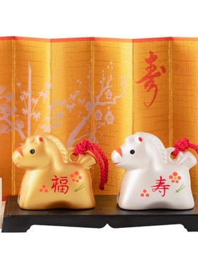 药师窑马年生肖摆件金银土铃铛