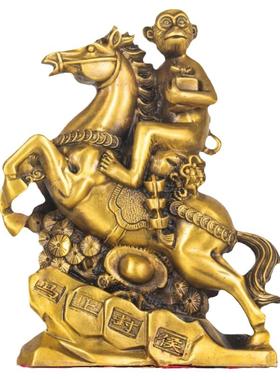 纯黄铜马上封侯铜马猴子摆件工艺品办公室装饰品送领导商务礼品