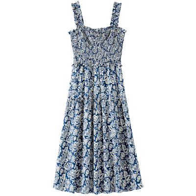 BANANA BABY2025年夏季新款度假风背心连衣裙女夏日印花高腰长裙