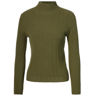 皮皮狗秋冬新款半高领羊绒衫抽条套头针织修身打底衫毛衣