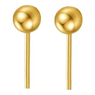 18K金豆豆耳钉diy配件波珠黄金珠带针小圆球耳饰彩金玫瑰金耳环女