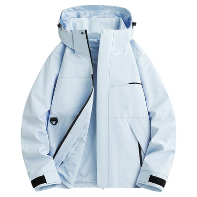 雪峰狼印户外橙色冲锋衣女春秋外套防水防风三合一可拆卸登山服男