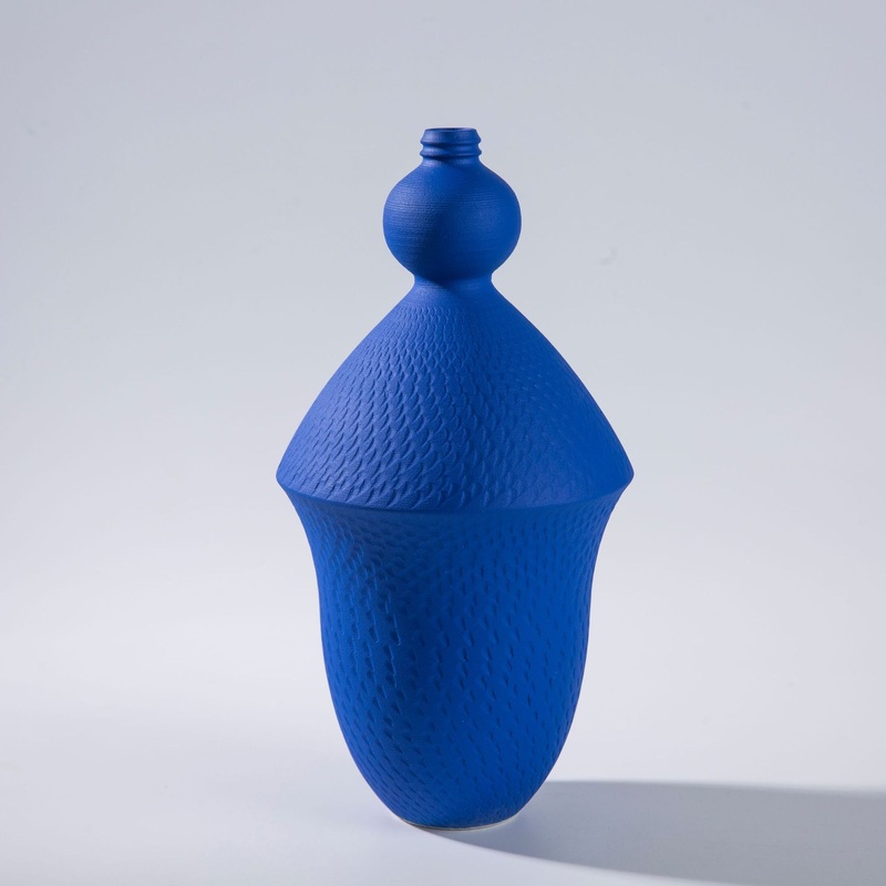 景德镇高温陶瓷花瓶中式简约克莱因蓝系列花瓶九件套客厅创意摆件