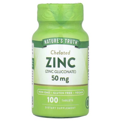 Nature'sTruth螯合锌片防护支持皮肤健康精力帮助指甲强度补锌