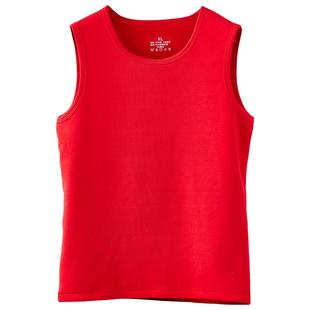 抗菌红色纯棉加绒加厚保暖背心男士本命年新款内穿马甲冬季结婚