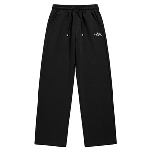 班尼路S&K300g重磅棉质男士裤子春秋季黑色长裤百搭阔腿卫裤男款A