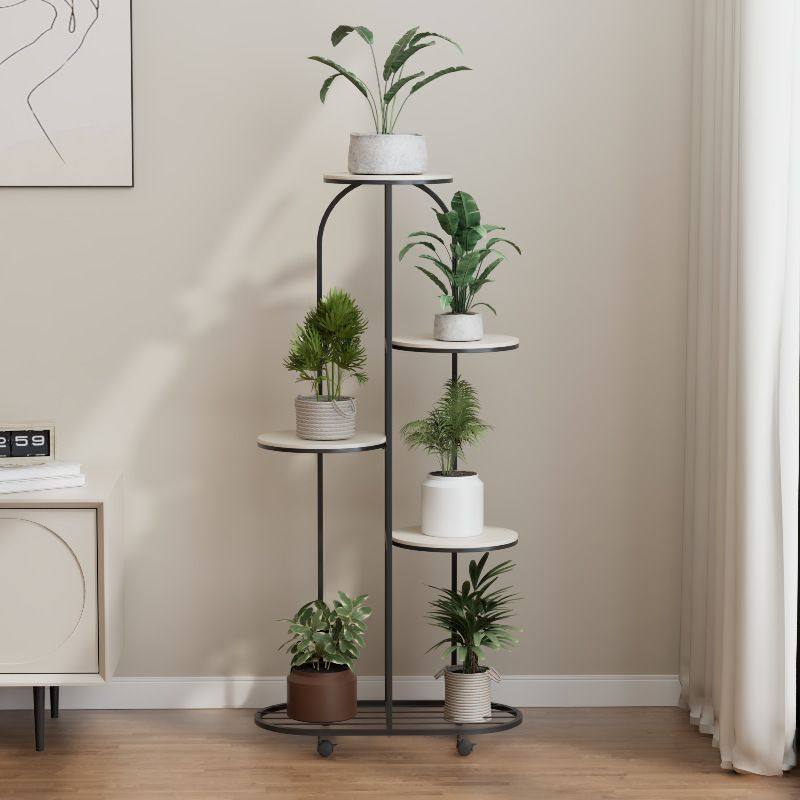 新品 简约奶油风客厅现代室内盆景装饰架北欧铁艺花架可移动多层