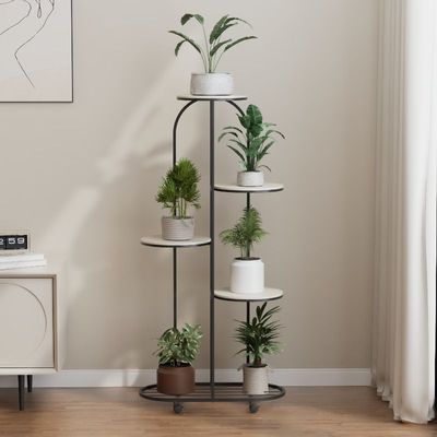 新品 简约奶油风客厅现代室内盆景装饰架北欧铁艺花架可移动多层