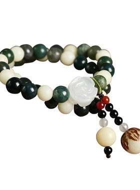 水草玛瑙白玉菩提水晶手链女国风