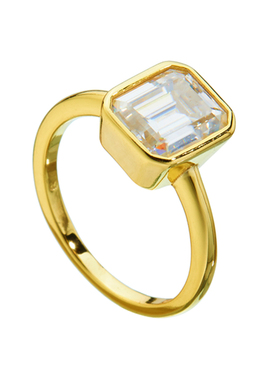 AHCHOO 静奢小众方形莫桑石戒指简约设计高级感925银金色指环情侣