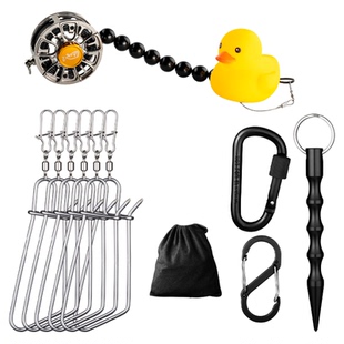 池刃路亚活鱼扣登山鱼锁小黄鸭控鱼锁鱼器鱼扣不锈钢活鱼锁软钢丝