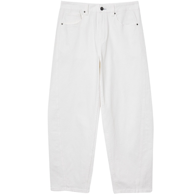 908杰克琼斯男装春季白色牛仔裤美式弯刀裤宽松阔腿裤男款长裤子