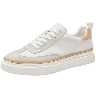 【明星同款】BeauToday厚底德训鞋男增高小白鞋男真皮板鞋休闲