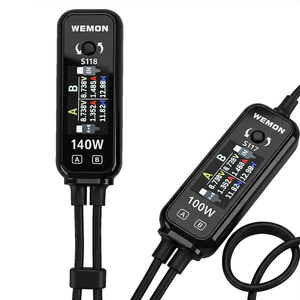 WEMON 100/140W显数二合一手机充电线超级快充一拖二数据线手机维修充电线适用于华为苹果vivo小米车载充电线