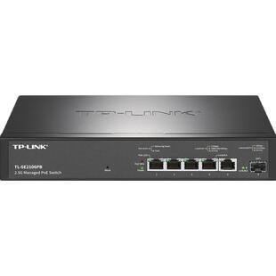 TP-LINK普联TL-SE2106PB万兆光口5电2.5G云管理PoE交换机4口供电VLAN国标118W大功率电源802.3bt机架式带挂耳