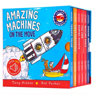 Amazing Machines 英文原版绘本神奇的机器6册礼盒装 纸板书 On the Move 儿童交通工具启蒙科普认知 汽车火车火箭潜艇飞机船