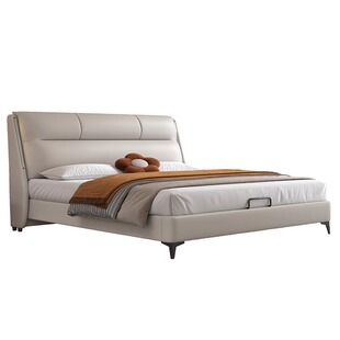 真皮床主卧大床高端大气现代简约床小户型单人实木双人储物软包床