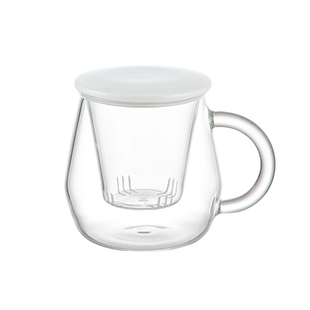 霜山耐热玻璃泡茶杯便携带把手办公室茶水分离杯加厚带盖喝茶杯子