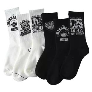 涂鸦袜子男士百搭高颜值长筒秋季加厚款青少年学生运动男长袜ins