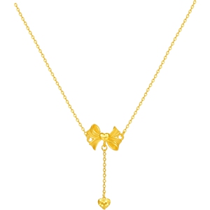 周六福黄金计价5G足金链坠甜甜蝴蝶结项链少女心事系列节日礼物