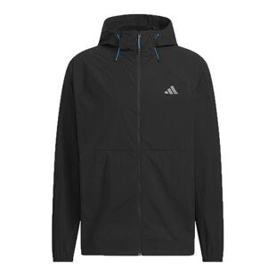 adidas阿迪达斯凉感连帽薄外套2026夏男多口袋黑色梭织夹克KR2511