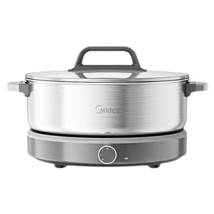 美的火锅电热锅0涂层不锈钢分体家用新款电煮锅多功能大容量炒锅