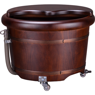 花梨木带轮带排水泡脚桶按摩木桶