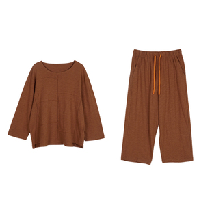 朵朵可可春夏睡衣2026新款男士针织棉竹节棉圆领七分袖家居服套装