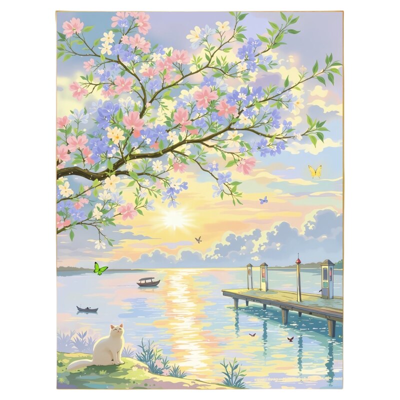 奶油风宫崎骏风景治愈系装饰画