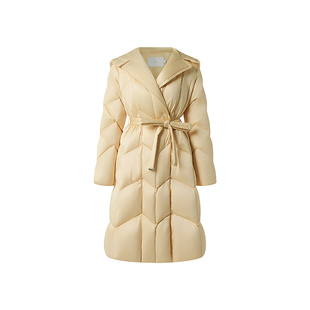 高克重OBEG欧碧倩设计感奶黄色羽绒服2025冬新款收腰外套50504532