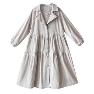 忆旧【远朝归】文艺灯芯绒风衣外套女灯笼袖中长款大衣女款春秋季