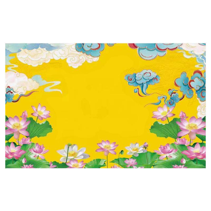 荷花仙道佛神台装饰壁画七彩祥云壁纸佛堂莲花祥云背景墙纸画壁布