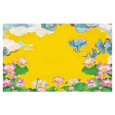 荷花仙道佛神台装饰壁画七彩祥云壁纸佛堂莲花祥云背景墙纸画壁布