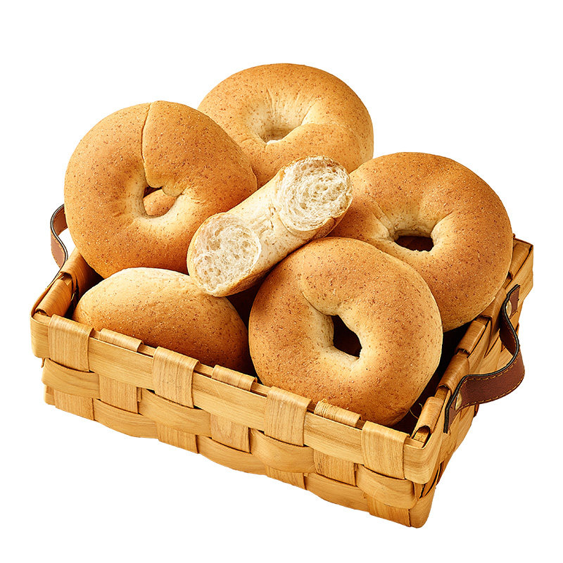 【短保】原麦时光全麦贝果面包0添加防腐剂欧包早餐零食糕点550g