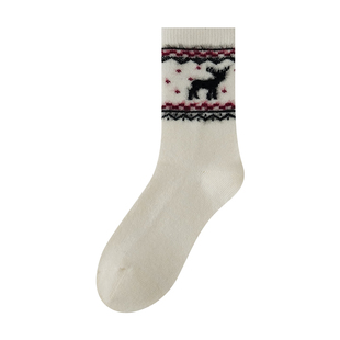 Himade socks秋冬季费尔岛加厚保暖中筒袜子女日系通勤百搭长袜