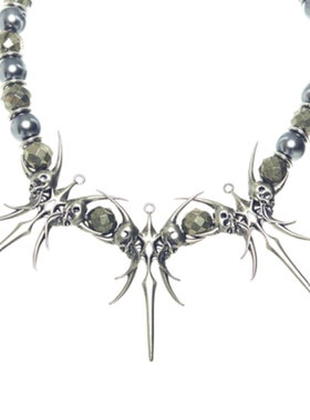 IIIMIII镀银暗黑串珠拼接锁骨链