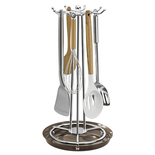 护家不锈钢锅铲置物架厨房挂勺子铲子挂架旋转挂钩收纳架子锅铲架