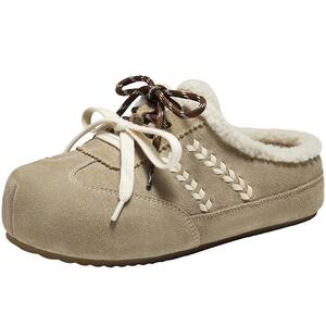 百丽毛毛厚底勃肯鞋女鞋26春季新款商场加绒保暖拖鞋子F3U1DAH6