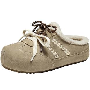 百丽毛毛厚底勃肯鞋女鞋26春季新款商场加绒保暖拖鞋子F3U1DAH6