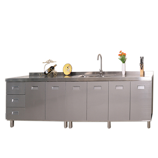 不锈钢台面定制做厨房灶台橱柜不锈钢整体橱柜水池柜台面简约现代